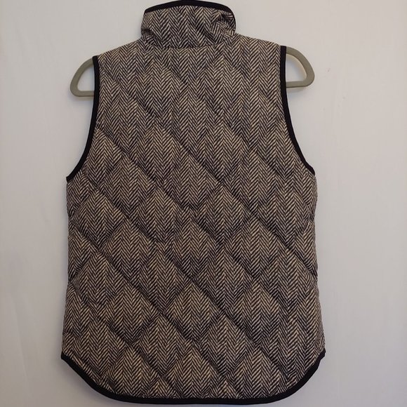 J. Crew Black/White Excursion Herringbone Down Filled Quilted Puffer Vest XS - Picture 5 of 10
